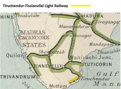 Tiruchendur-Tissianvilai Light Railway, 1931 Map