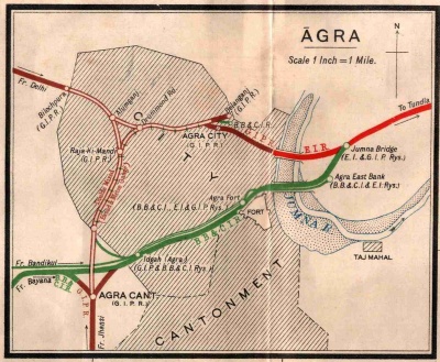 Agra Railways 1938 Map